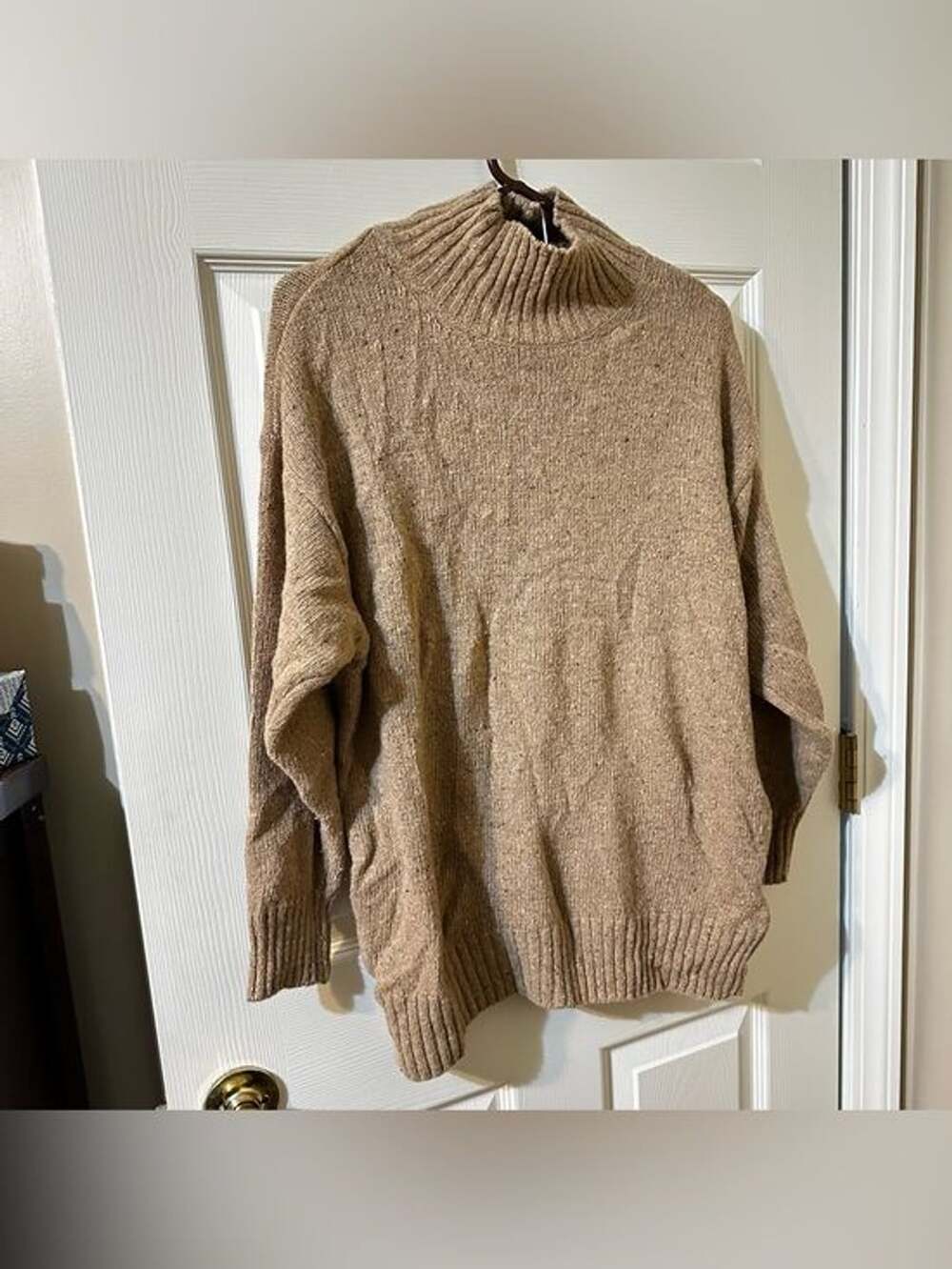 Zara’s Cozy Mock Neck Sweater in Light Brown